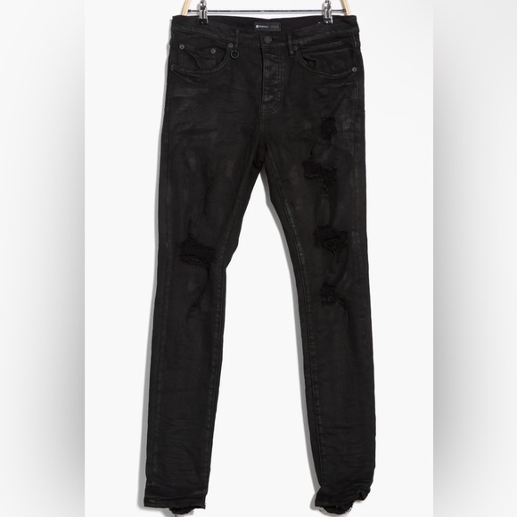 Purple Brand Men's Black Low Rise Coated Skinny Jeans